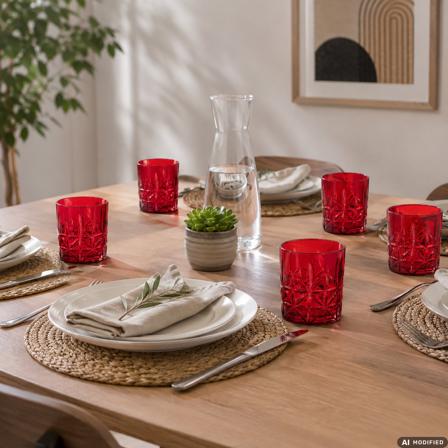 GUSTO CASA - Bicchieri in vetro Rosso Fides Red 35cl - set 6 pezzi