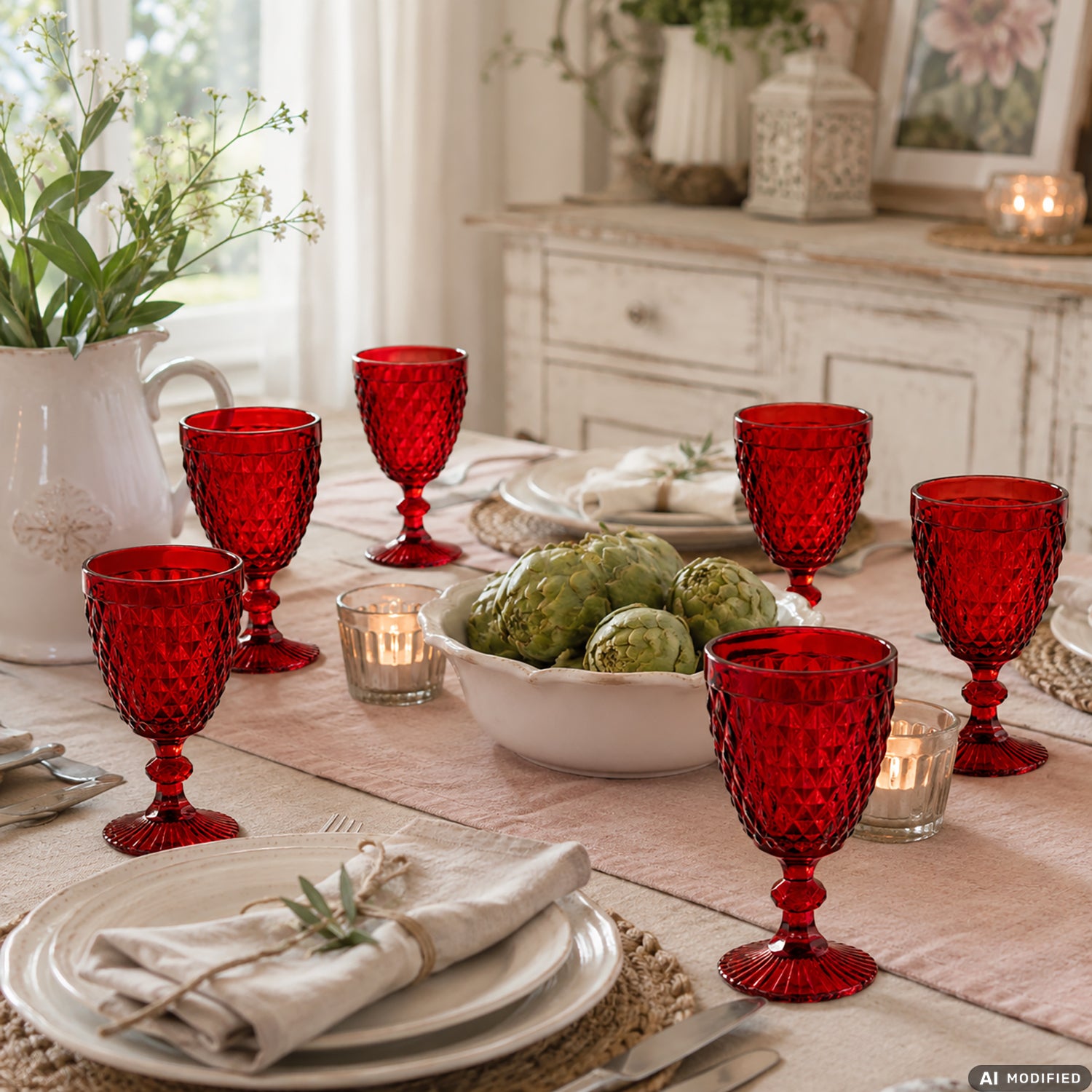 GUSTO CASA - Calici in vetro Rosso Adamas Red 30 cl - set 6 pezzi