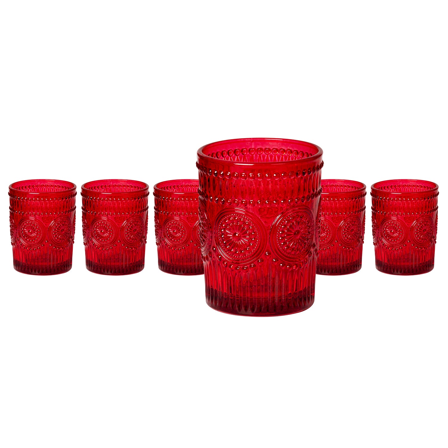 GUSTO CASA - Bicchieri in vetro Rosso Cesareo Red 30 cl - set 6 pezzi