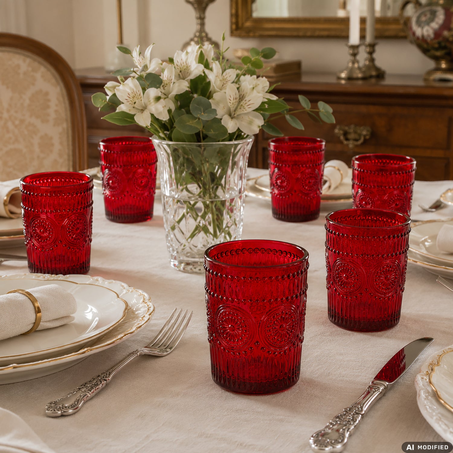 GUSTO CASA - Bicchieri in vetro Rosso Cesareo Red 30 cl - set 6 pezzi