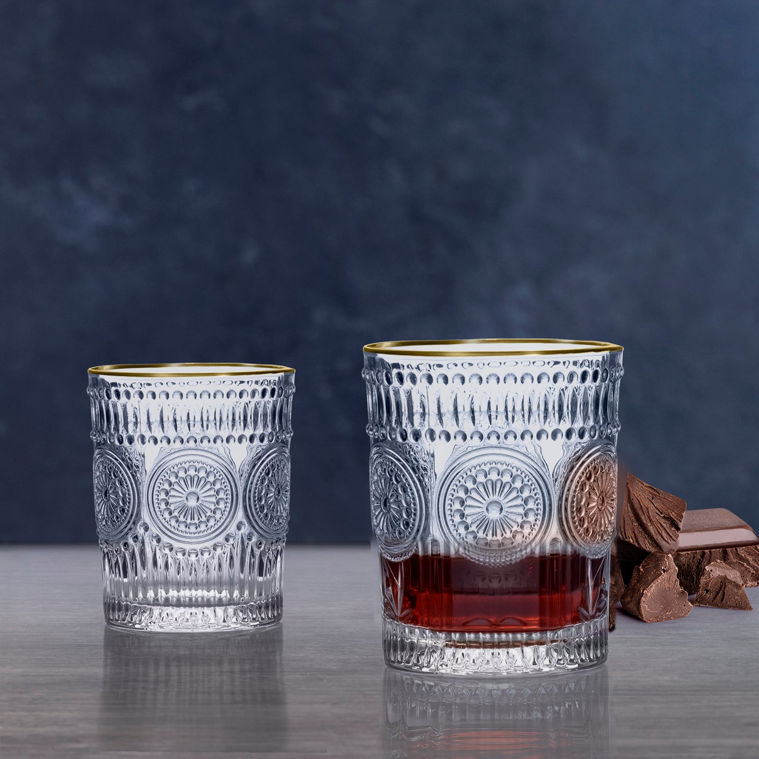 GUSTO CASA - Bicchieri in vetro Cesareo Gold Line 30 cl - set 6 pezzi