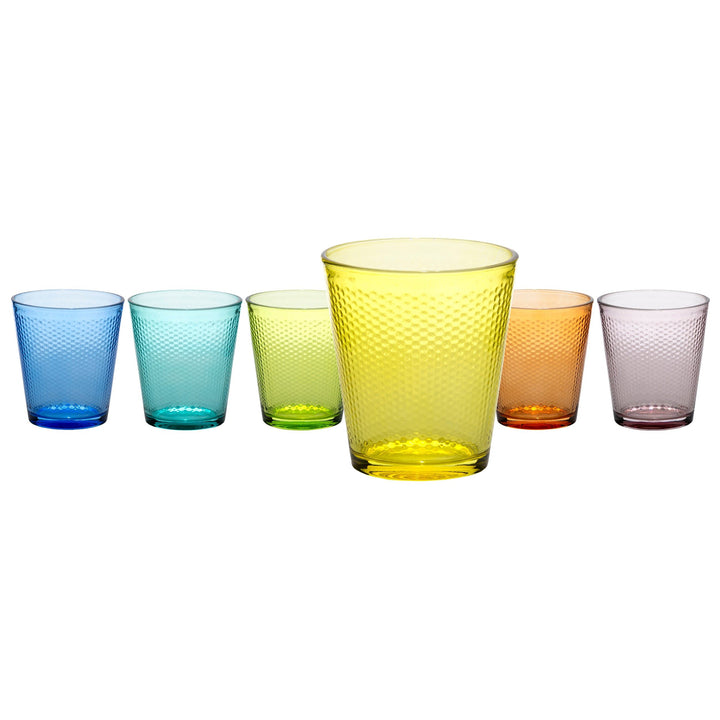 GUSTO CASA - Bicchieri in vetro Pixel Multicolor - set 6 pezzi