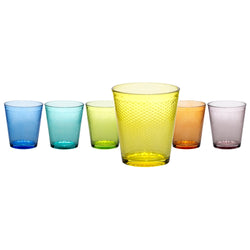 GUSTO CASA - Bicchiere in vetro Pixel Multicolor - set 6 pezzi