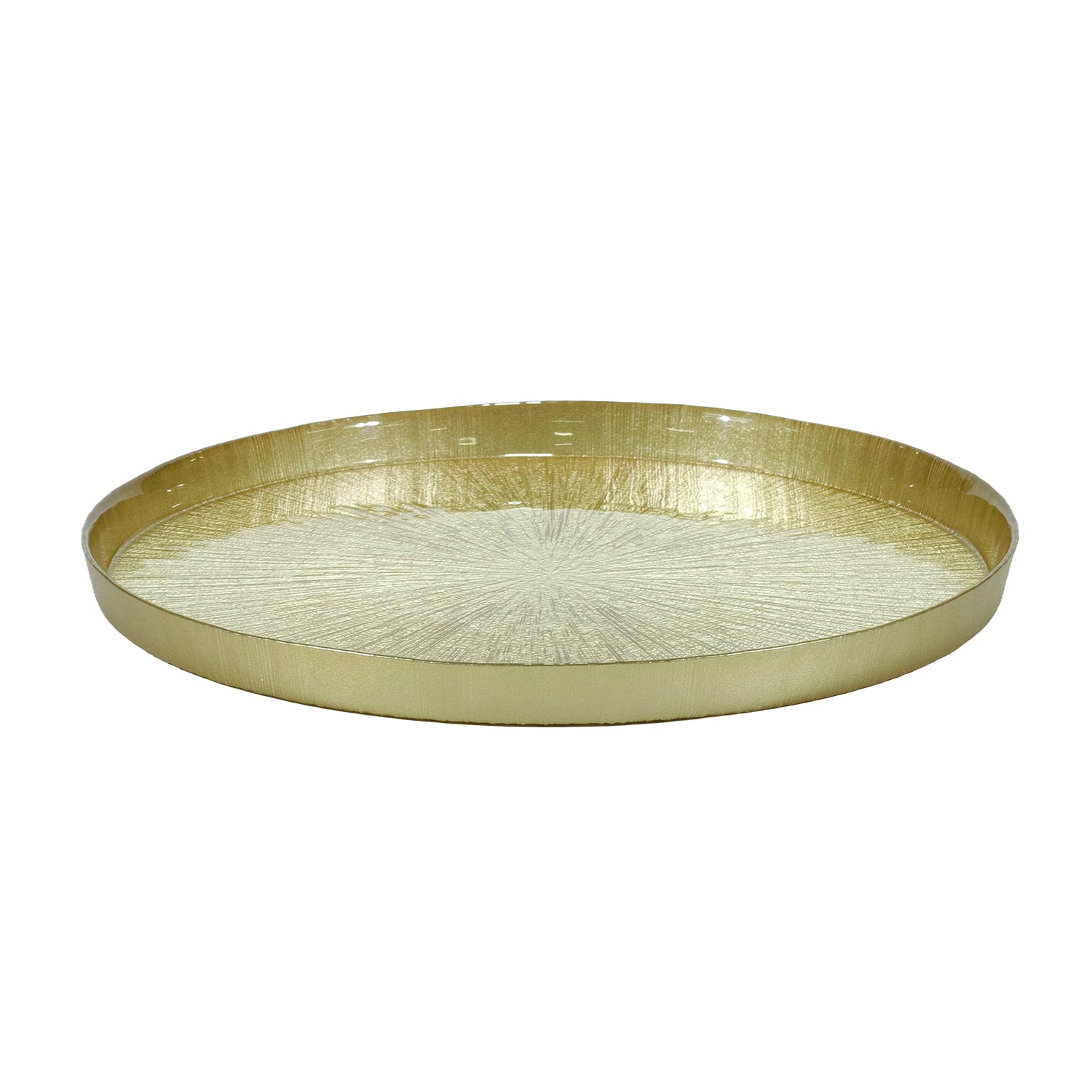 GUSTO CASA - Vassoio Rotondo in Vetro Oro diametro 32 cm