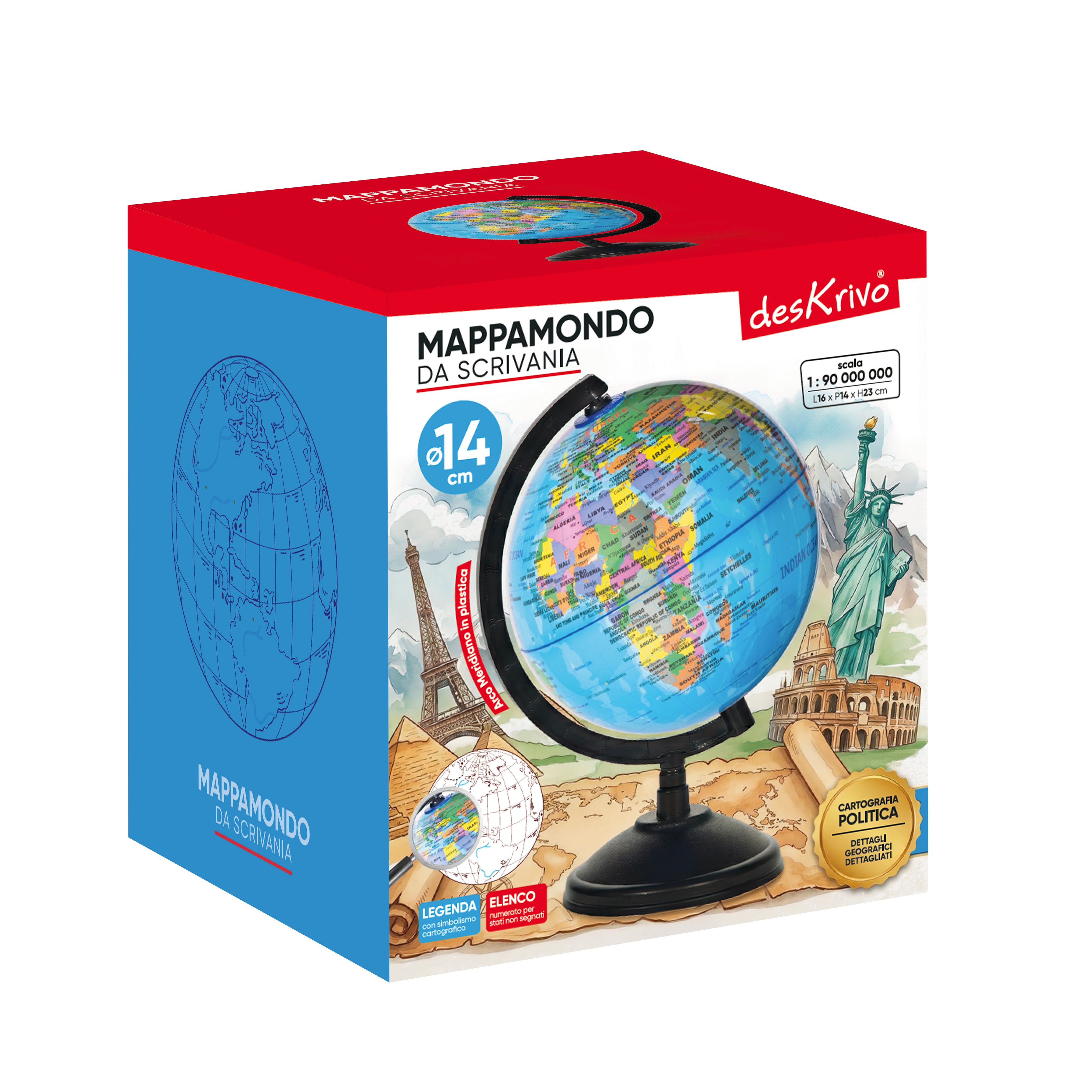 DESKRIVO - Mappamondo da Scrivania h23 cm