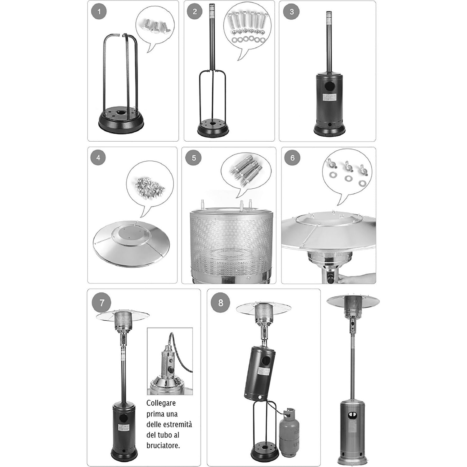 DICTROLUX - Stufa a Gas esterno Fungo Riscaldante Nero 15 Kw