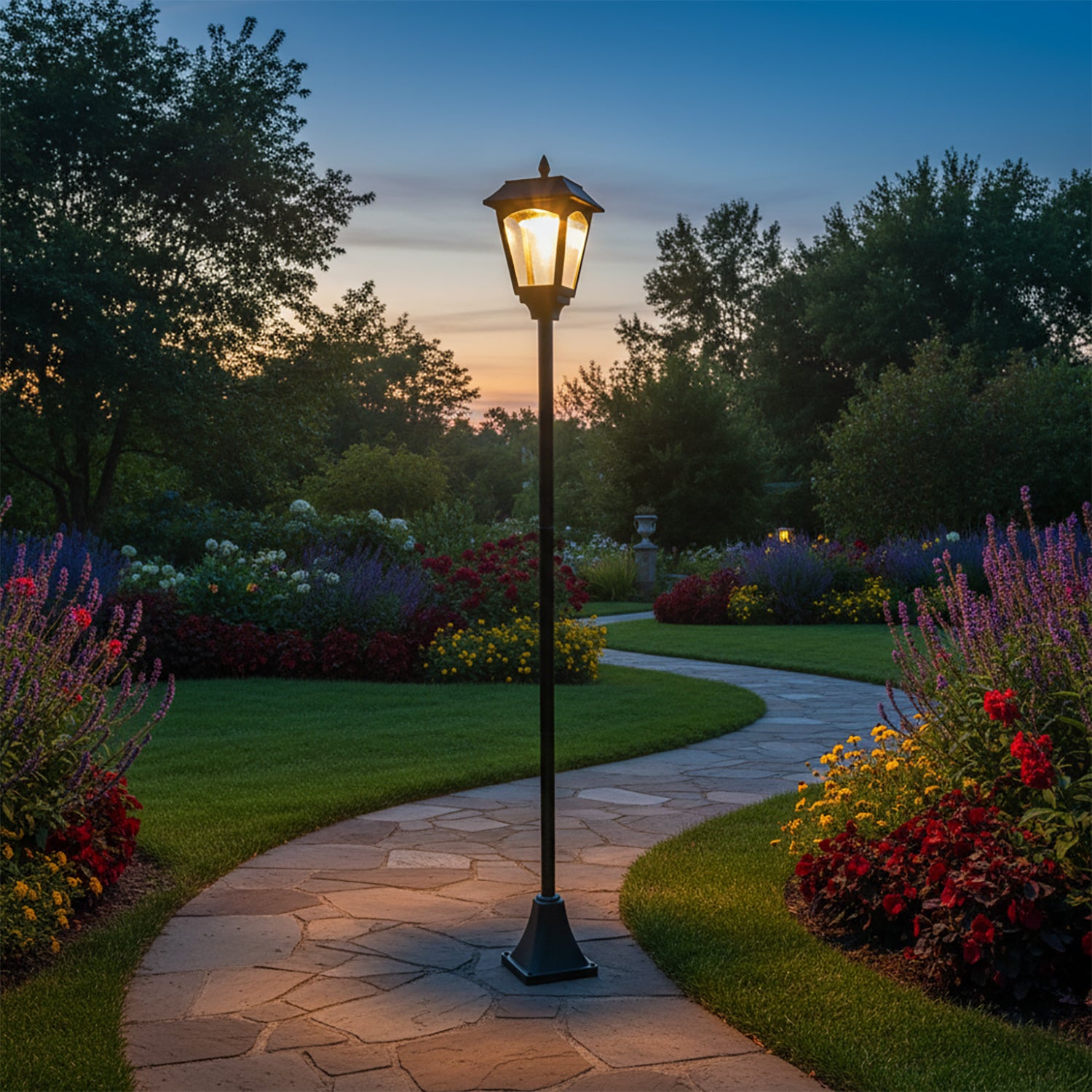 DICTROLUX - Lampione LED Solare 2 in 1 da Giardino Luce Calda con Base e Picchetto - h88/176x18x18 cm