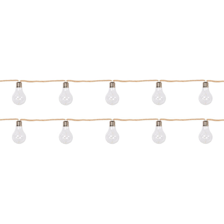 DICTROLUX - Catena Luminosa 10 Lampadine Solari Luce Calda da esterno - Lunghezza totale catena 3,8 metri