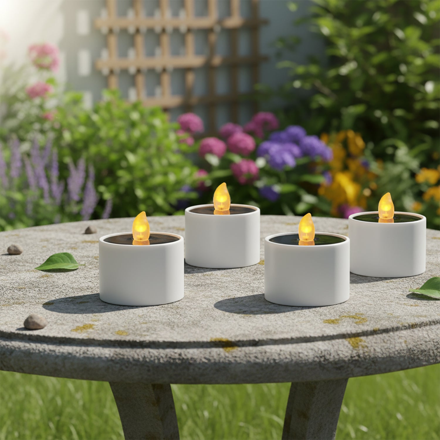 DICTROLUX - Set 4 Candele Solari Led Effetto Fiamma
