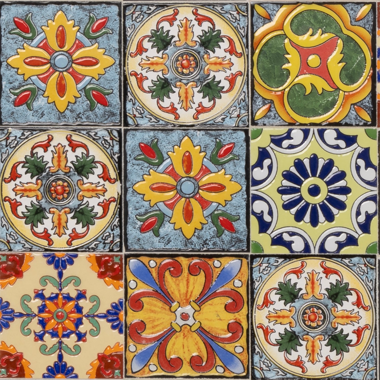 VESTIAMO CASA - Tavolo Tondo in metallo nero con top maioliche - h75 cm diametro 90 cm