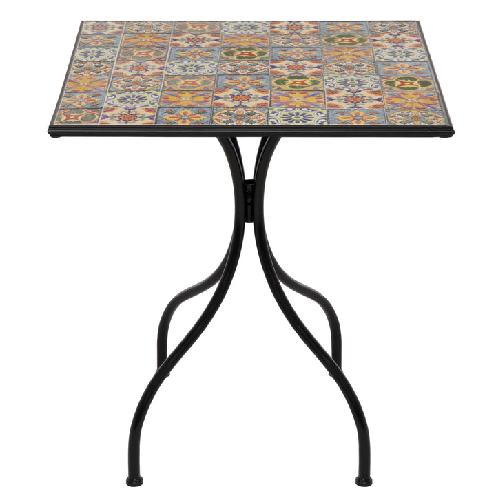VESTIAMO CASA - Tavolo Quadrato in metallo nero con top maioliche - h75x70x70 cm
