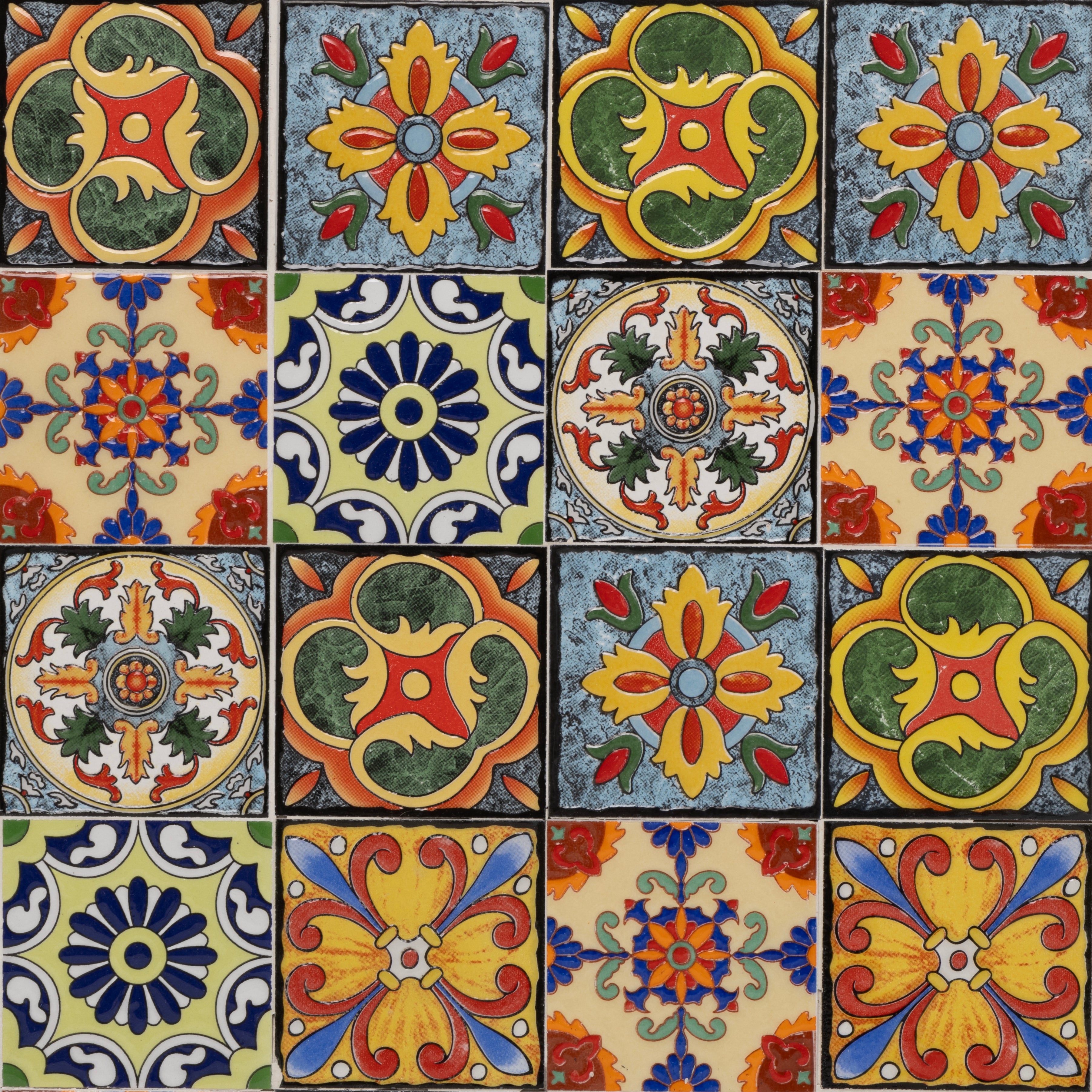 VESTIAMO CASA - Tavolo Rettangolare in metallo nero con top maioliche - h75x120x80 cm