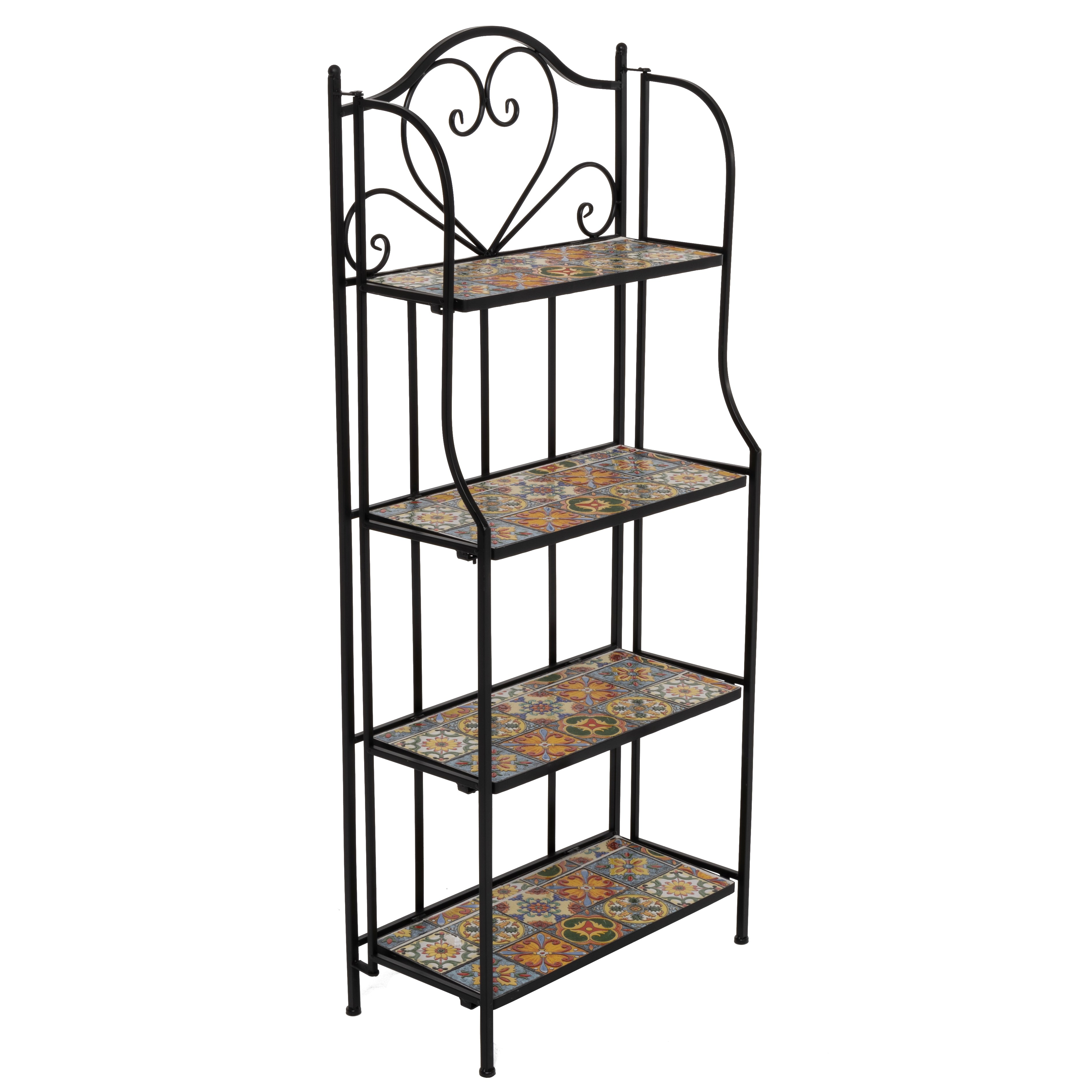 VESTIAMO CASA - Scaffale Mosaico in metallo nero con 4 ripiani - h135x56x26 cm