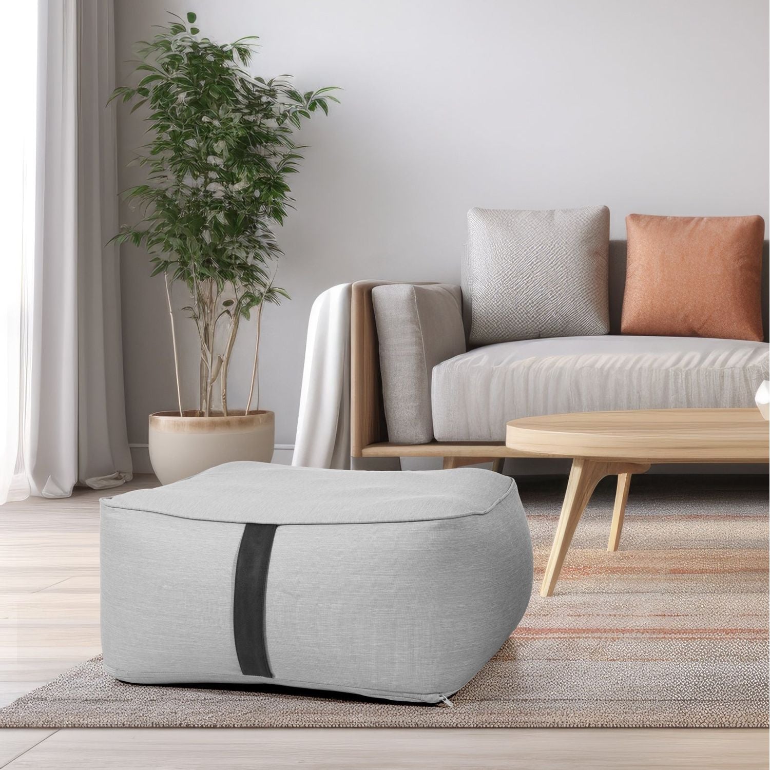 VESTIAMO CASA GIARDINO - Pouf Gonfiabile Grigio chiaro - h30x60x60 cm