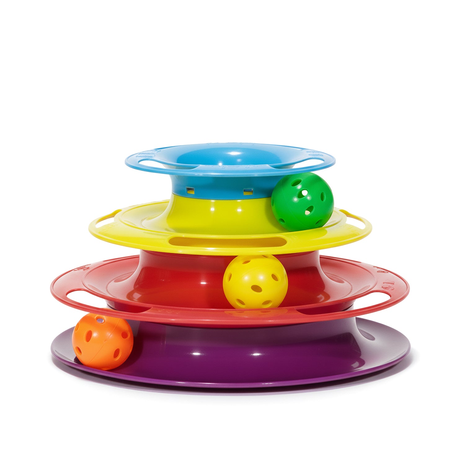 PET SITTER - Gioco per Gatti Kitten Spin Tower 3 Palline con Sonaglini - h12,5 cm diametro 25 cm