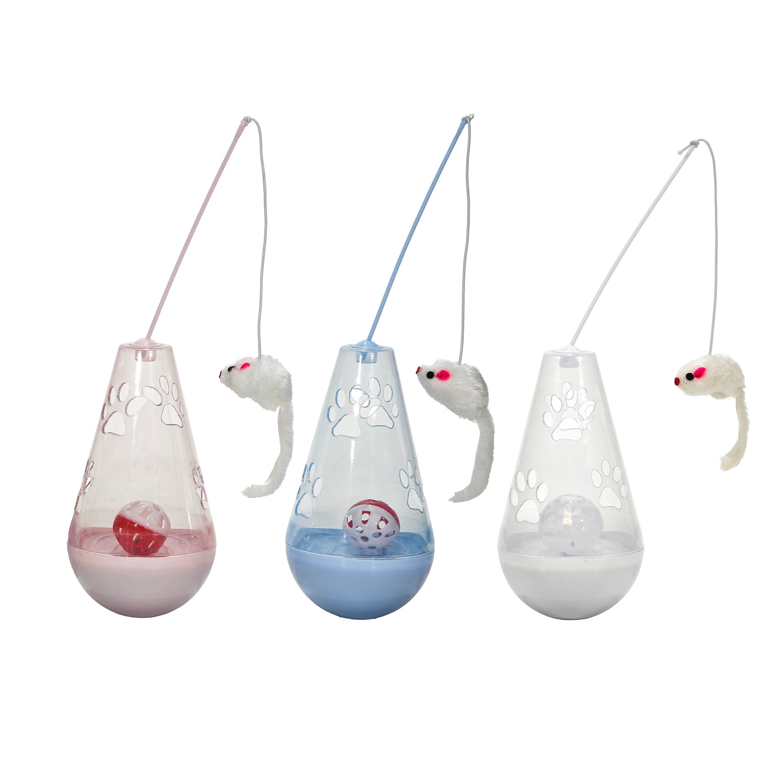 PET SITTER - Gioco per Gatti Cat Tumbler Toy con Pallina e Topolino Oscillante - h19 cm diametro 9 cm
