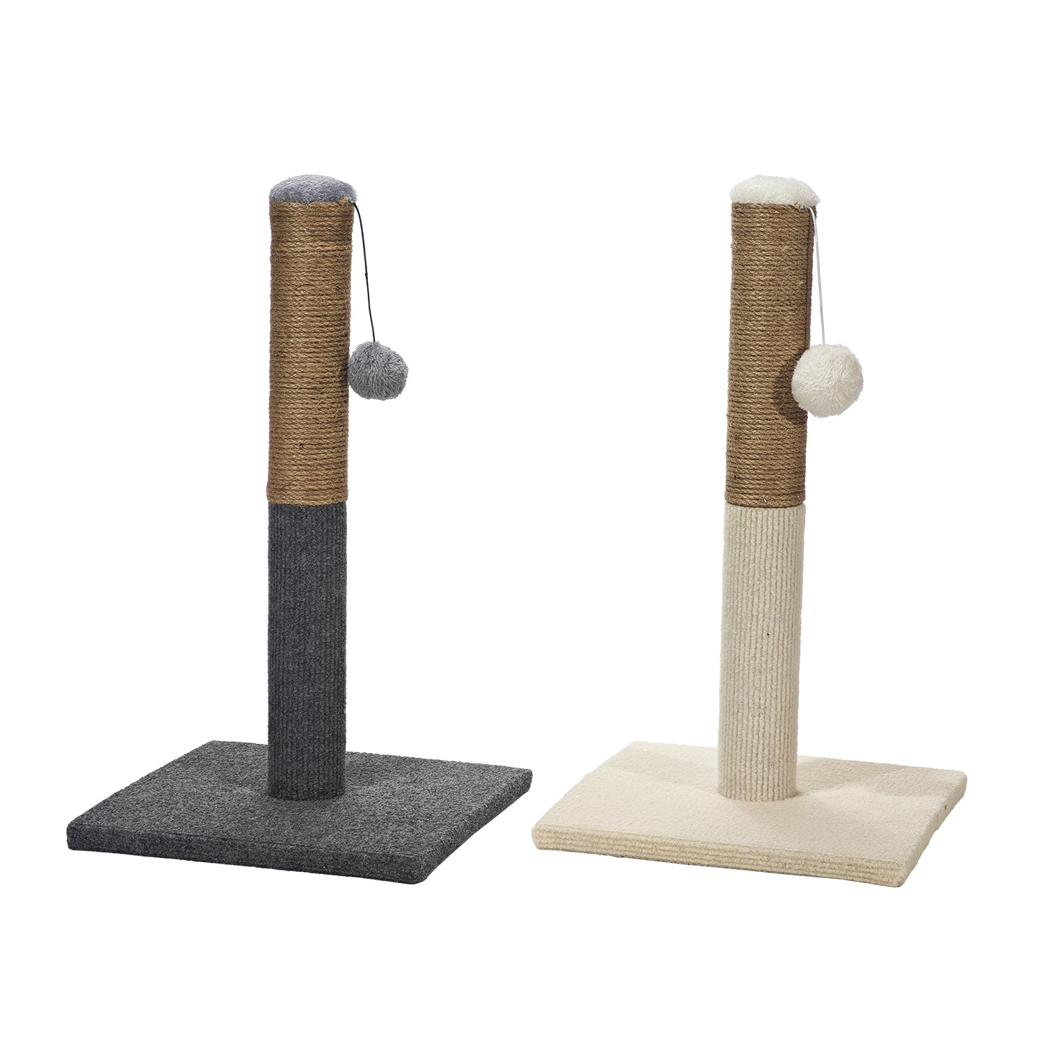 PET SITTER - Tiragraffi a Colonna con Corda in Sisal e Pallina Sospesa - h53x30x30 cm