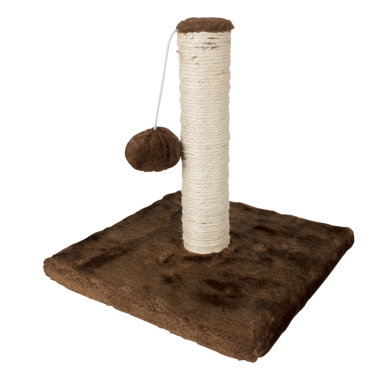 PET SITTER - Tiragraffi a Colonna per Gatti con Corda in Sisal e Pallina Gioco - h23x25x25 cm
