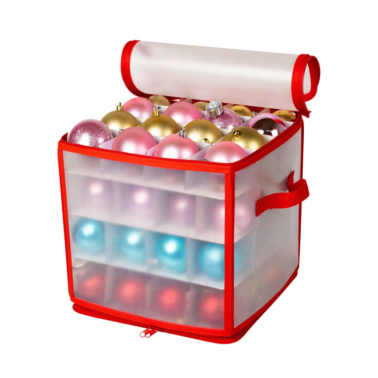 VESTIAMO CASA GRAN NATALE - Custodia per Decorazioni Natalizie 64 Posti per Palle di Natale diametro 6 cm