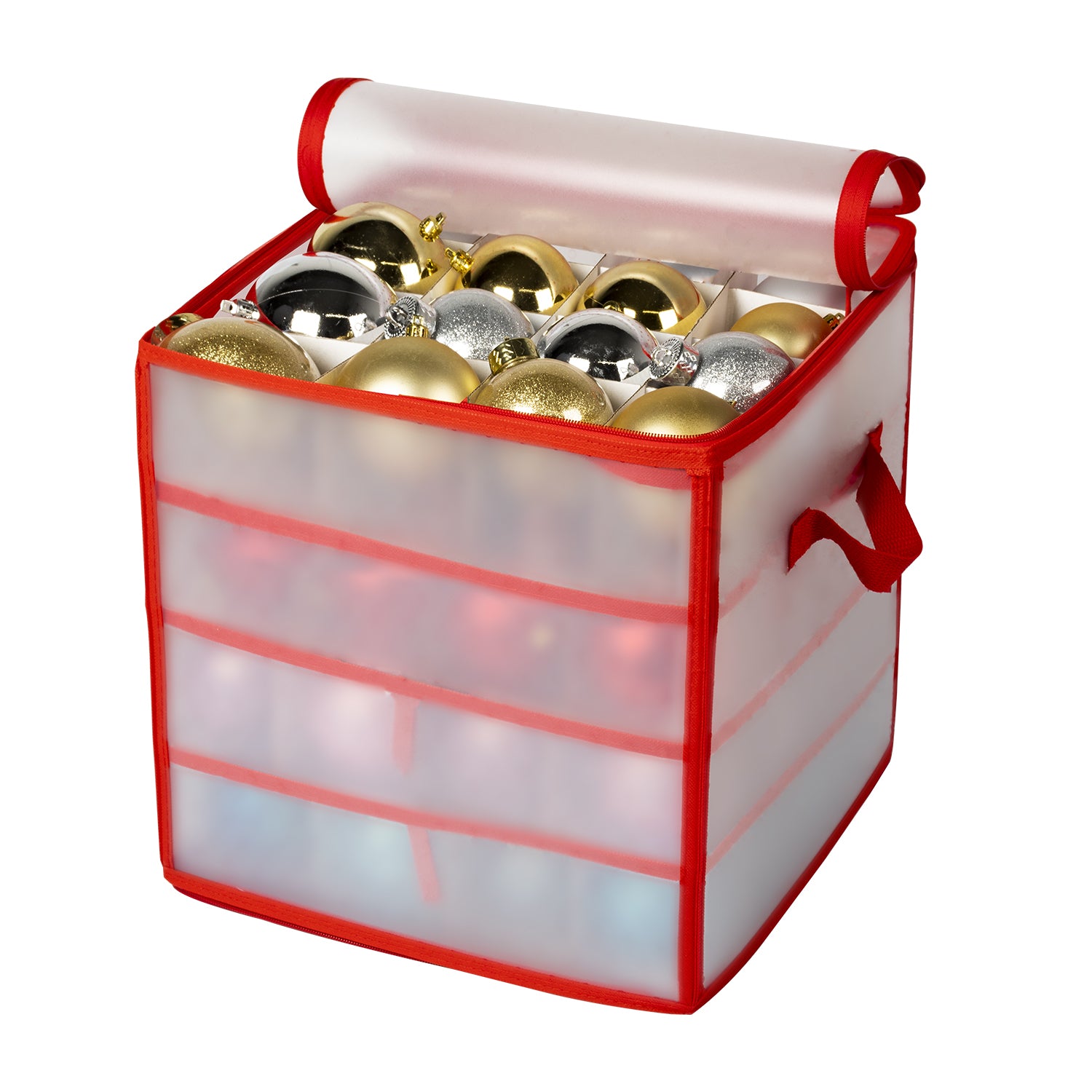 VESTIAMO CASA GRAN NATALE - Custodia per Decorazioni Natalizie 64 Posti per Palle di Natale diametro 8 cm