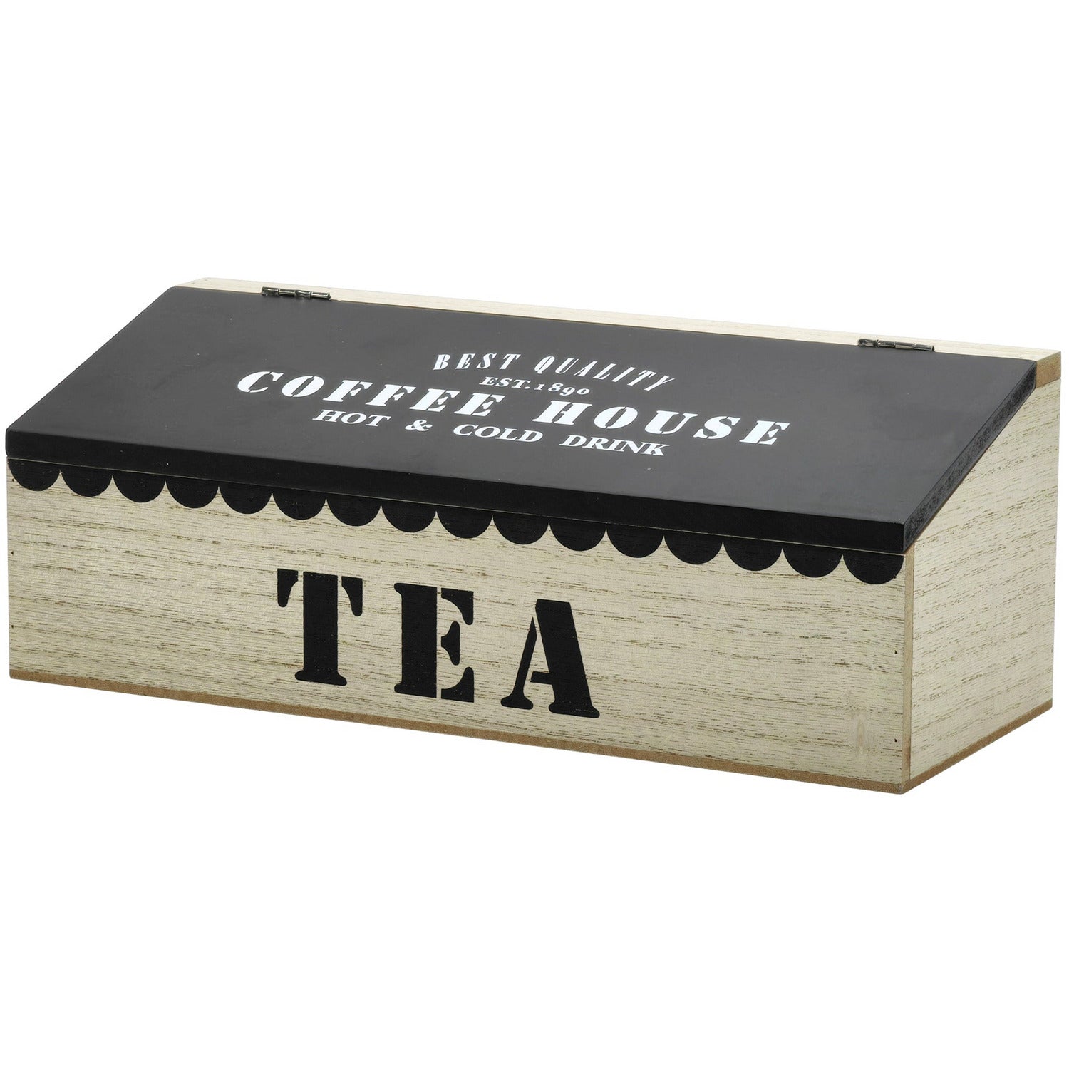 GUSTO CASA - Portatisane in legno 4 scomparti con coperchio- h11x30x12 cm