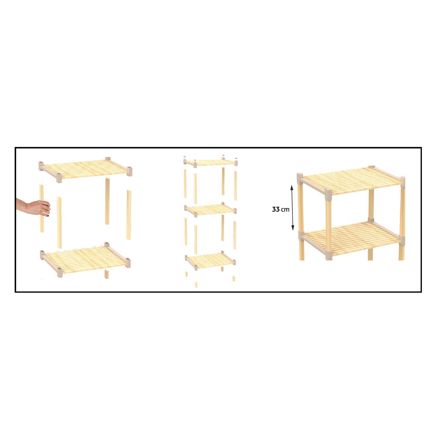 VESTIAMO CASA - Scaffale Multiuso in legno 3 ripiani FixWood - h80x38x32 cm