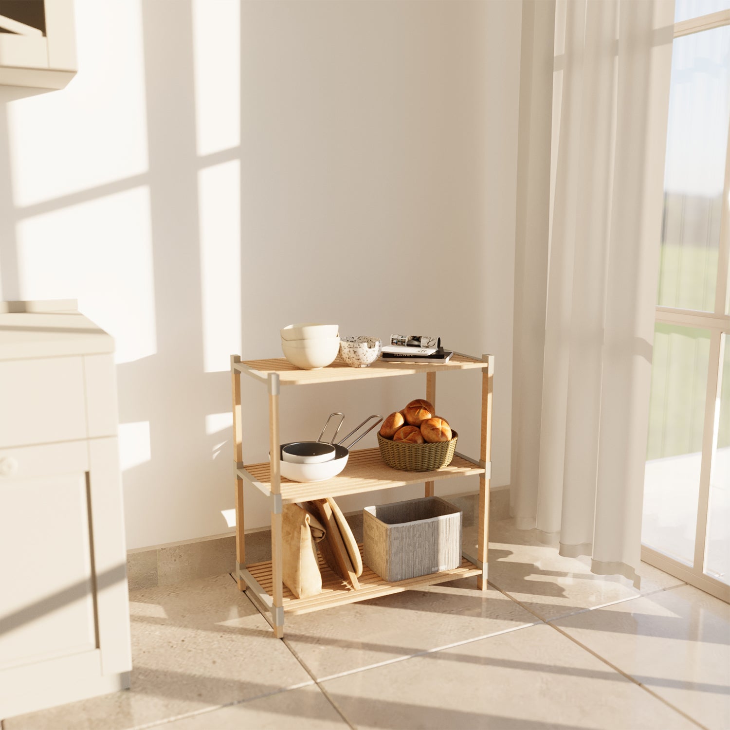 VESTIAMO CASA - Scaffale Multiuso in legno 3 ripiani FixWood - h82x66x32 cm