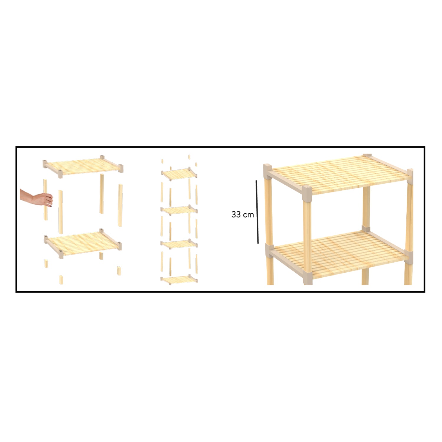 VESTIAMO CASA - Scaffale Multiuso in legno 4 ripiani FixWood - h117x66x32 cm