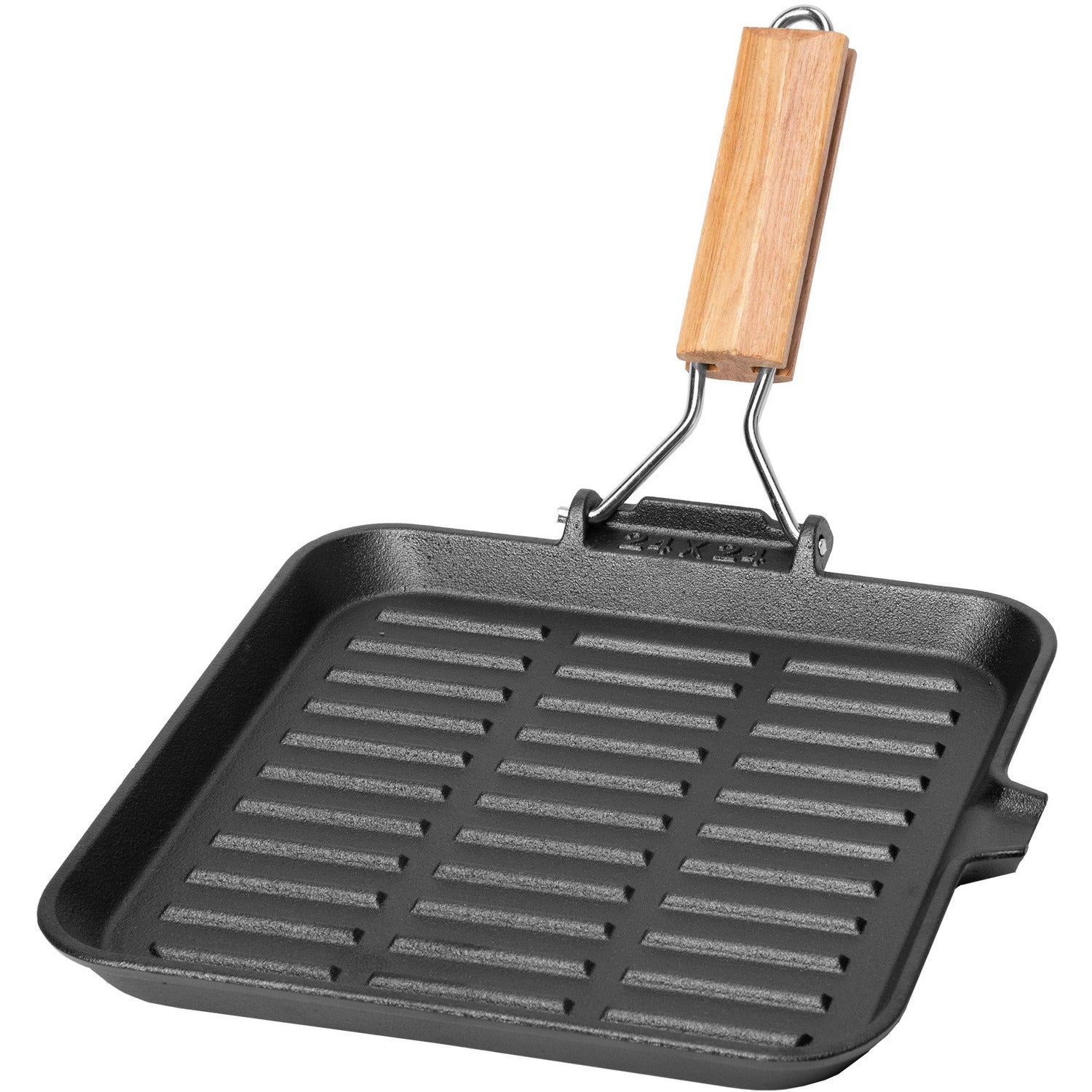 GUSTO CASA - Bistecchiera quadrata in ghisa con manico pieghevole Linea Ghiselle 24x24 cm