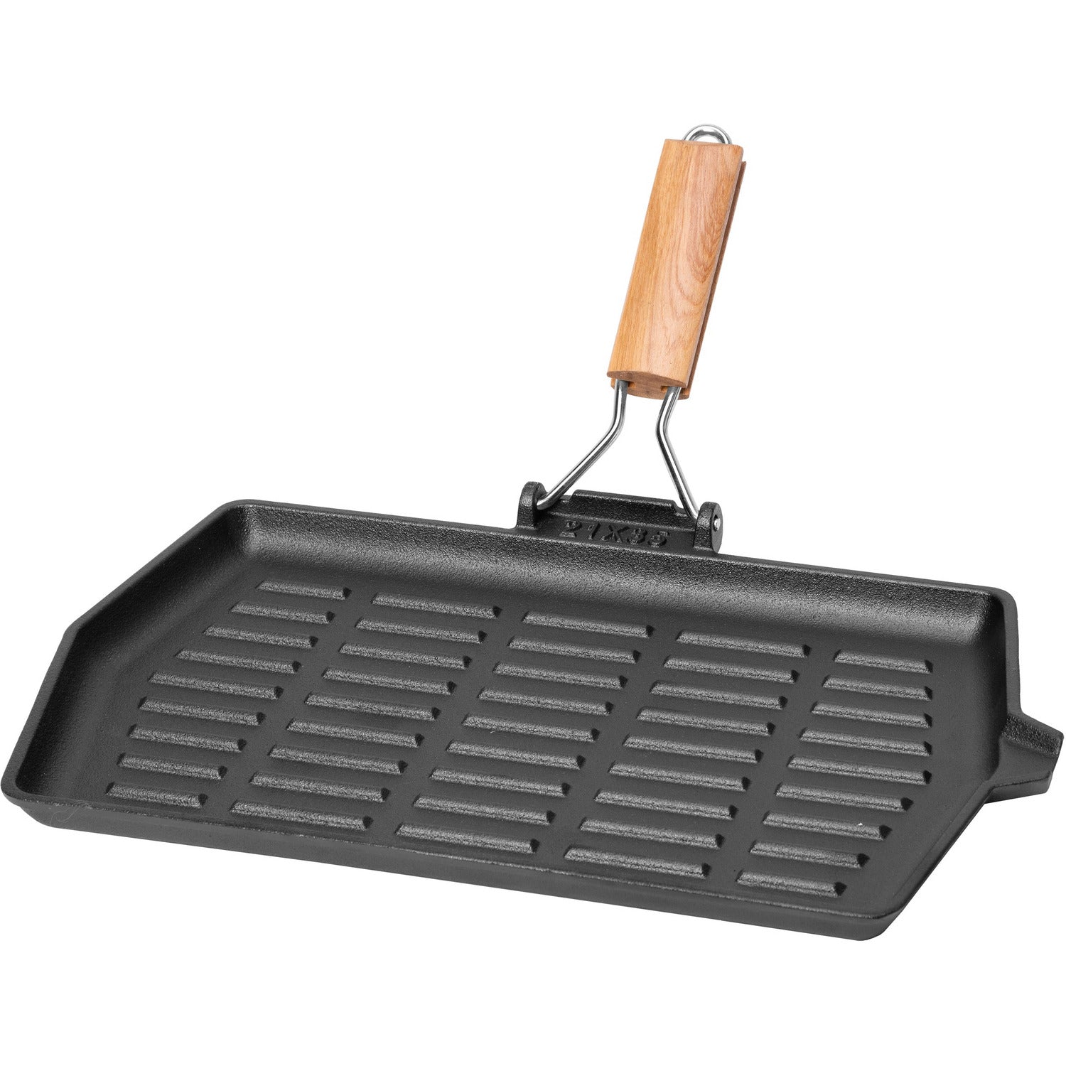 GUSTO CASA - Bistecchiera rettangolare in ghisa con manico pieghevole Linea Ghiselle 35x21 cm