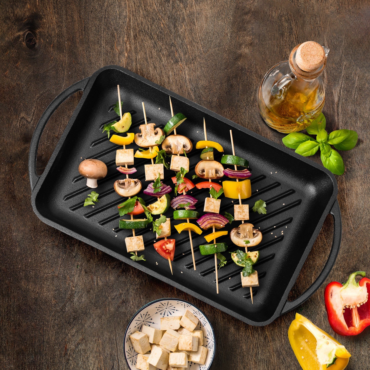 GUSTO CASA - Bistecchiera rettangolare in ghisa con manici Linea Ghiselle 39x22 cm