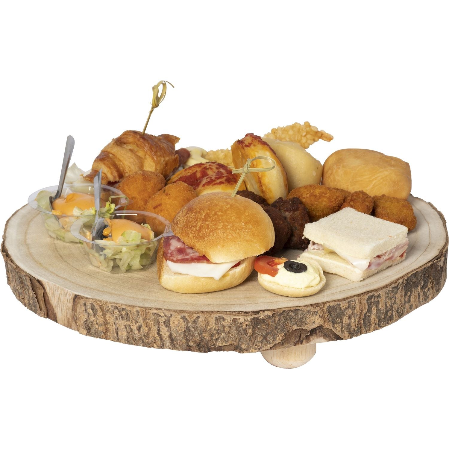 GUSTO CASA - Vassoio Tondo in Legno di Paulownia con piedini - h6 cm x diametro 30 cm