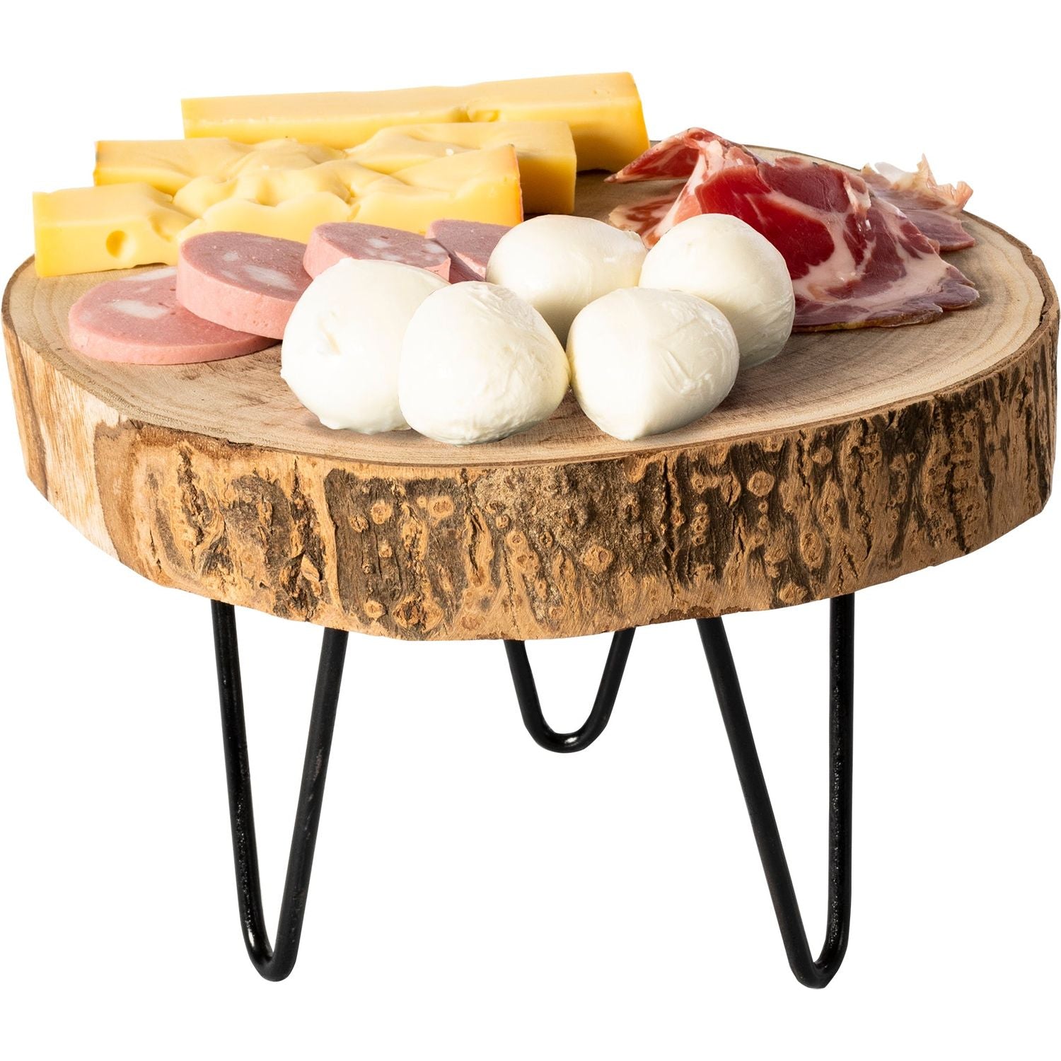 GUSTO CASA - Vassoio Tondo in Legno di Paulownia 3 piedi - h13,5 cm x diametro 23,5 cm