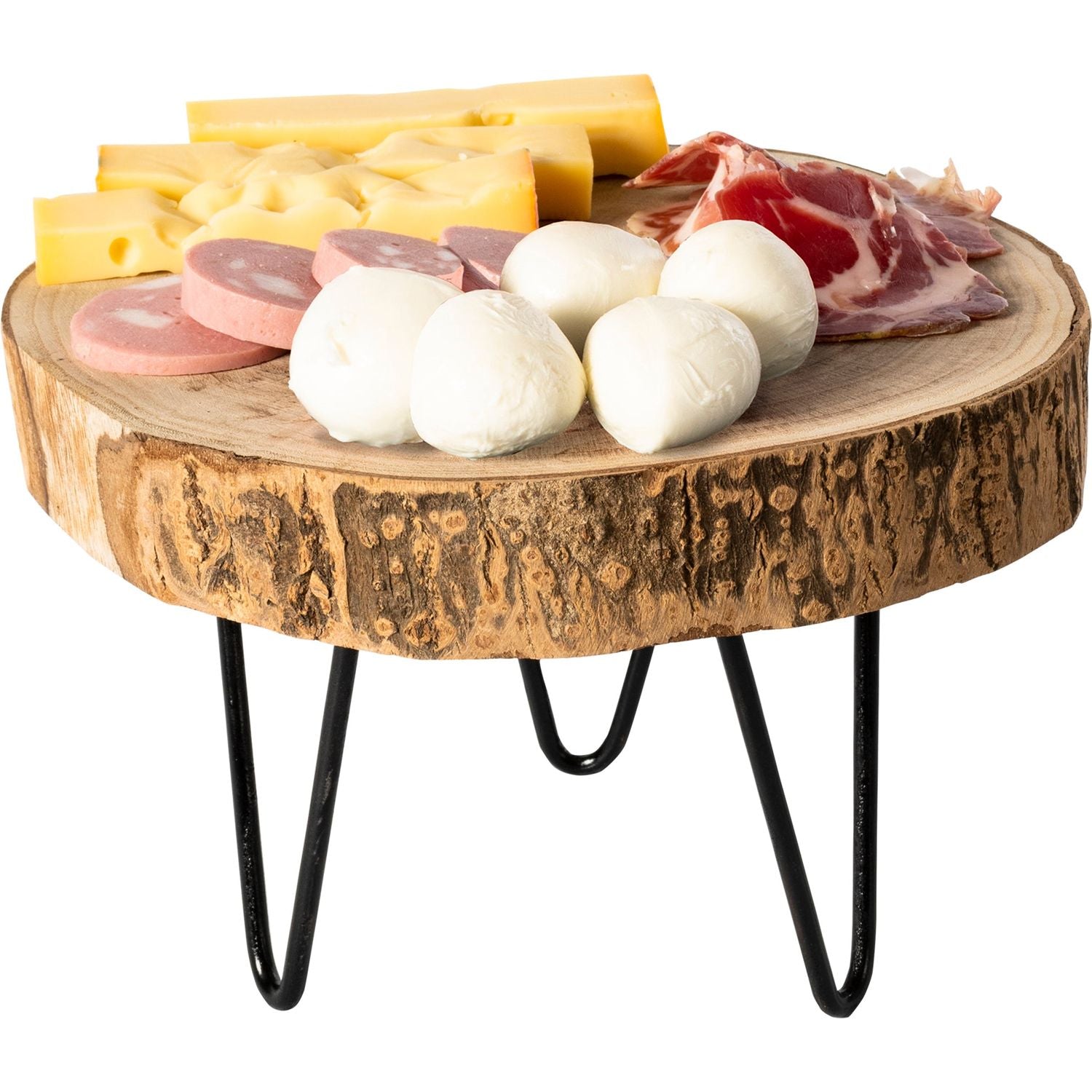 GUSTO CASA - Vassoio Tondo in Legno di Paulownia 3 piedi - h17 cm x diametro 27 cm