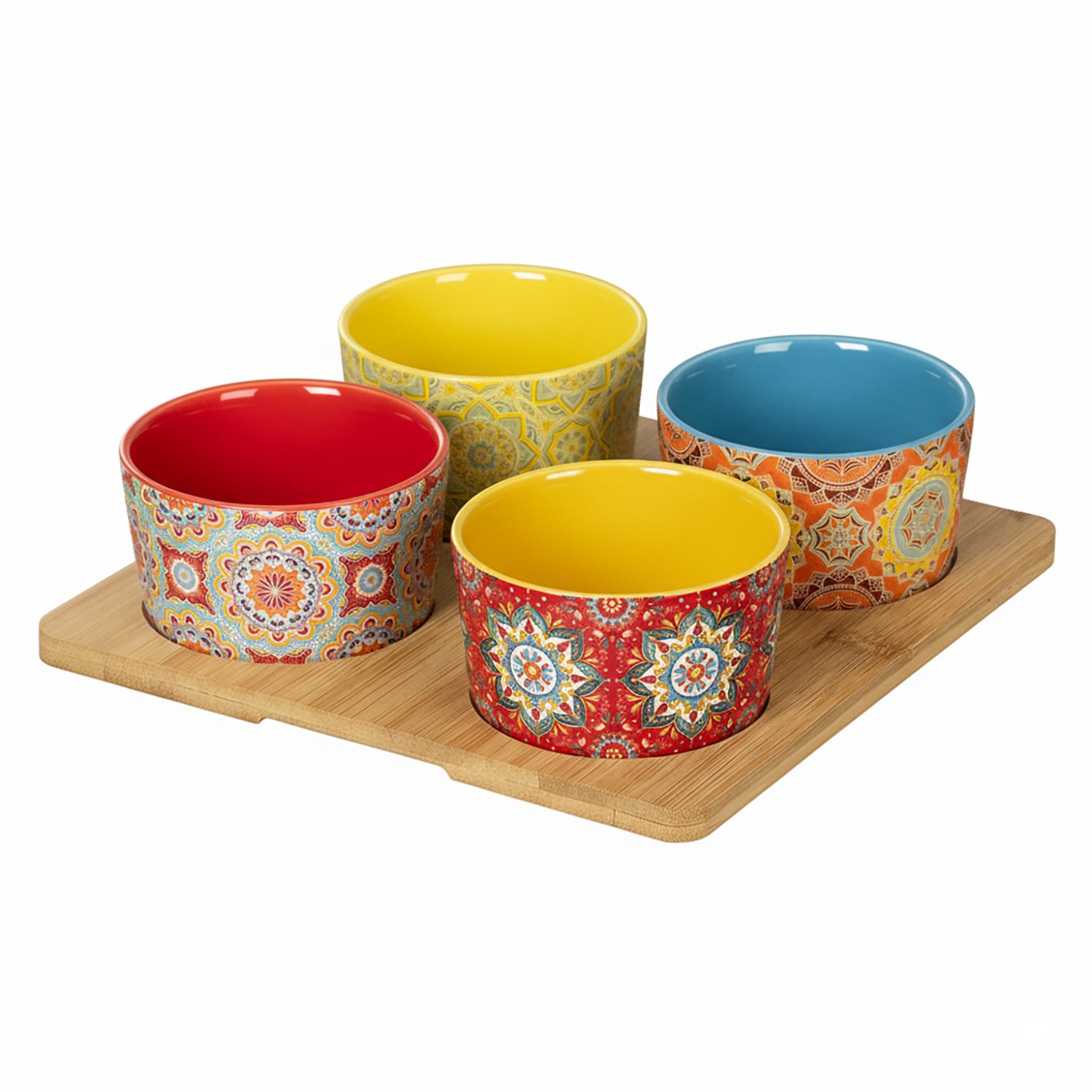GUSTO CASA - Set Antipastiere Linea Mandala in Stoneware con Vassoio 5 Pezzi