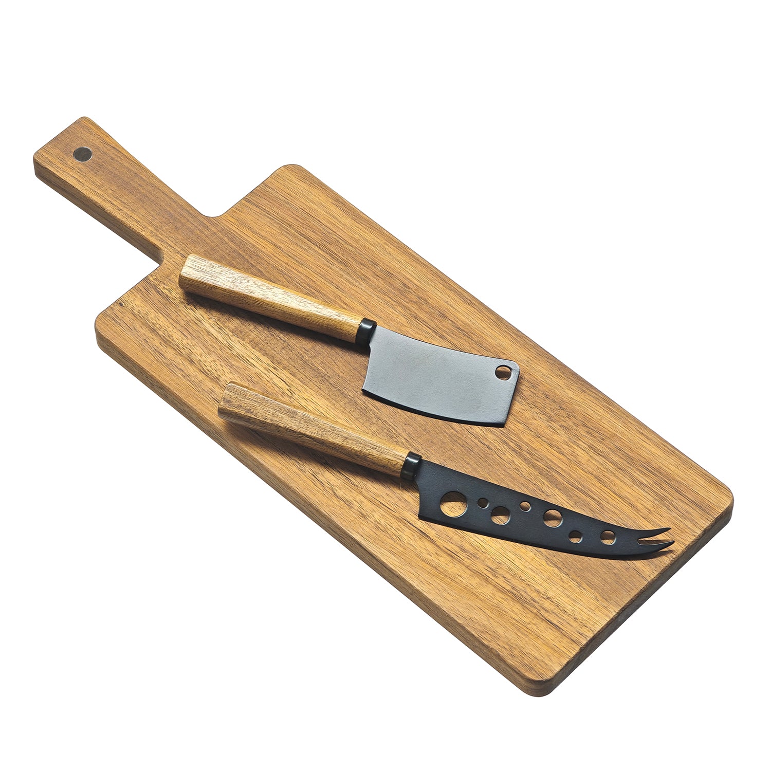 GUSTO CASA - Set Tagliere Formaggi in Legno di Acacia 41x15 cm - Linea Acacia