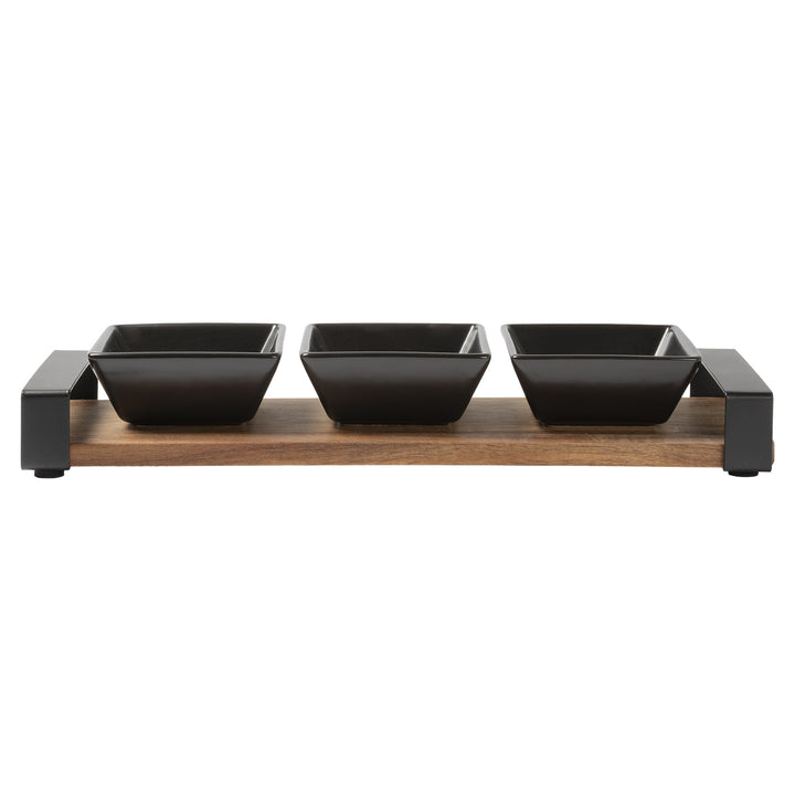 GUSTO CASA - Antipastiera con 3 Ciotole Linea Acacia 31x10 cm