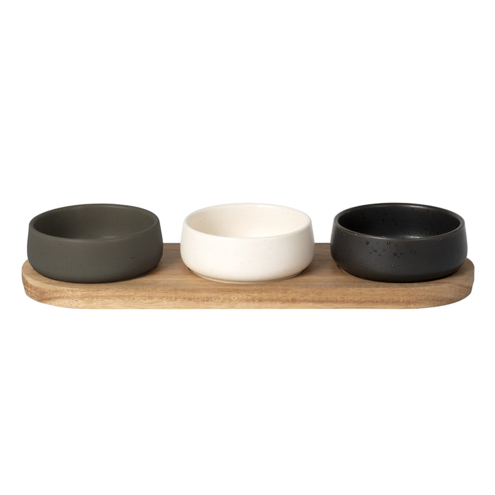 GUSTO CASA - Antipastiera con 3 Ciotole Linea Acacia 30x10 cm