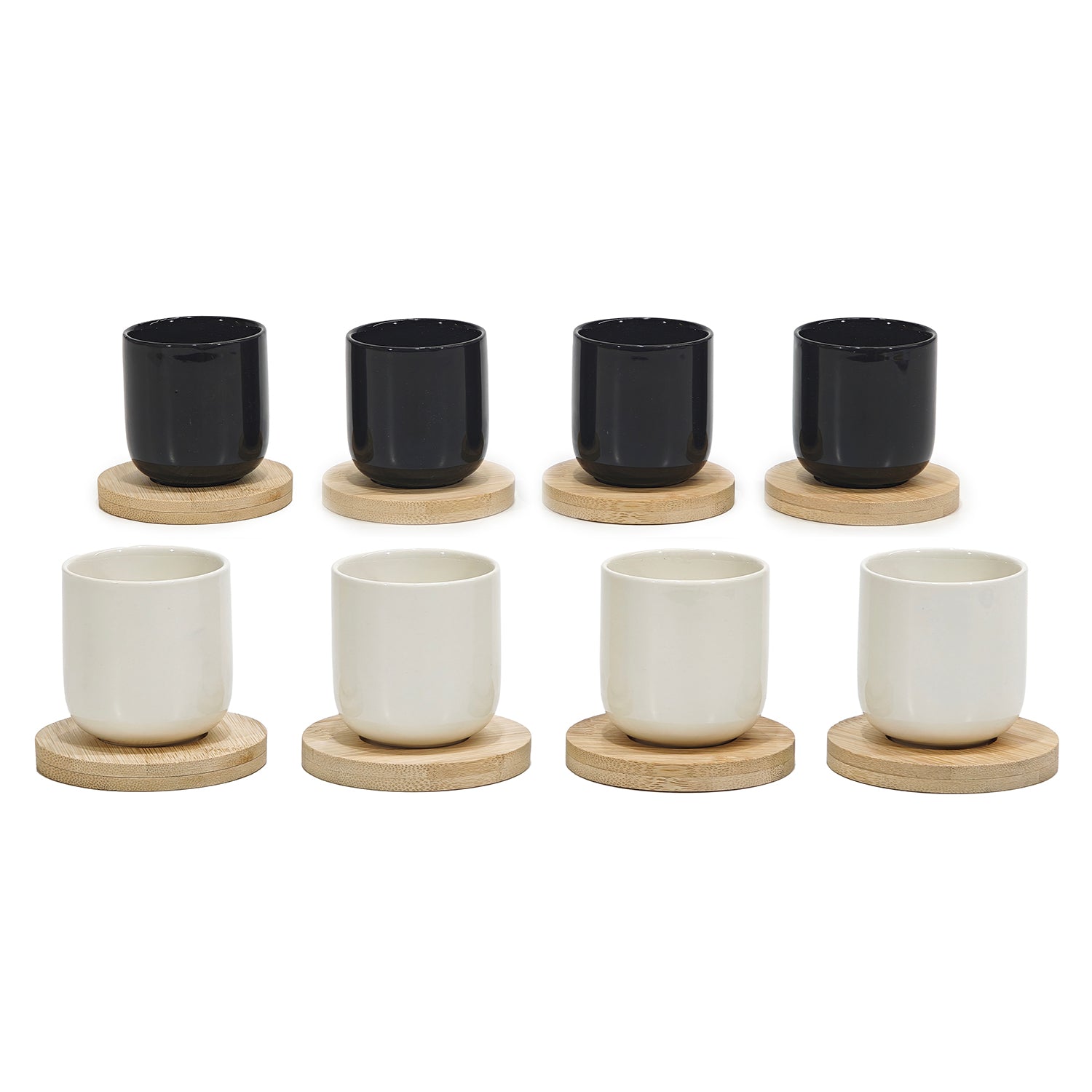 GUSTO CASA - Servizio da caffè Set 4 Tazzine con Piattini Bamboo 10,5 cl