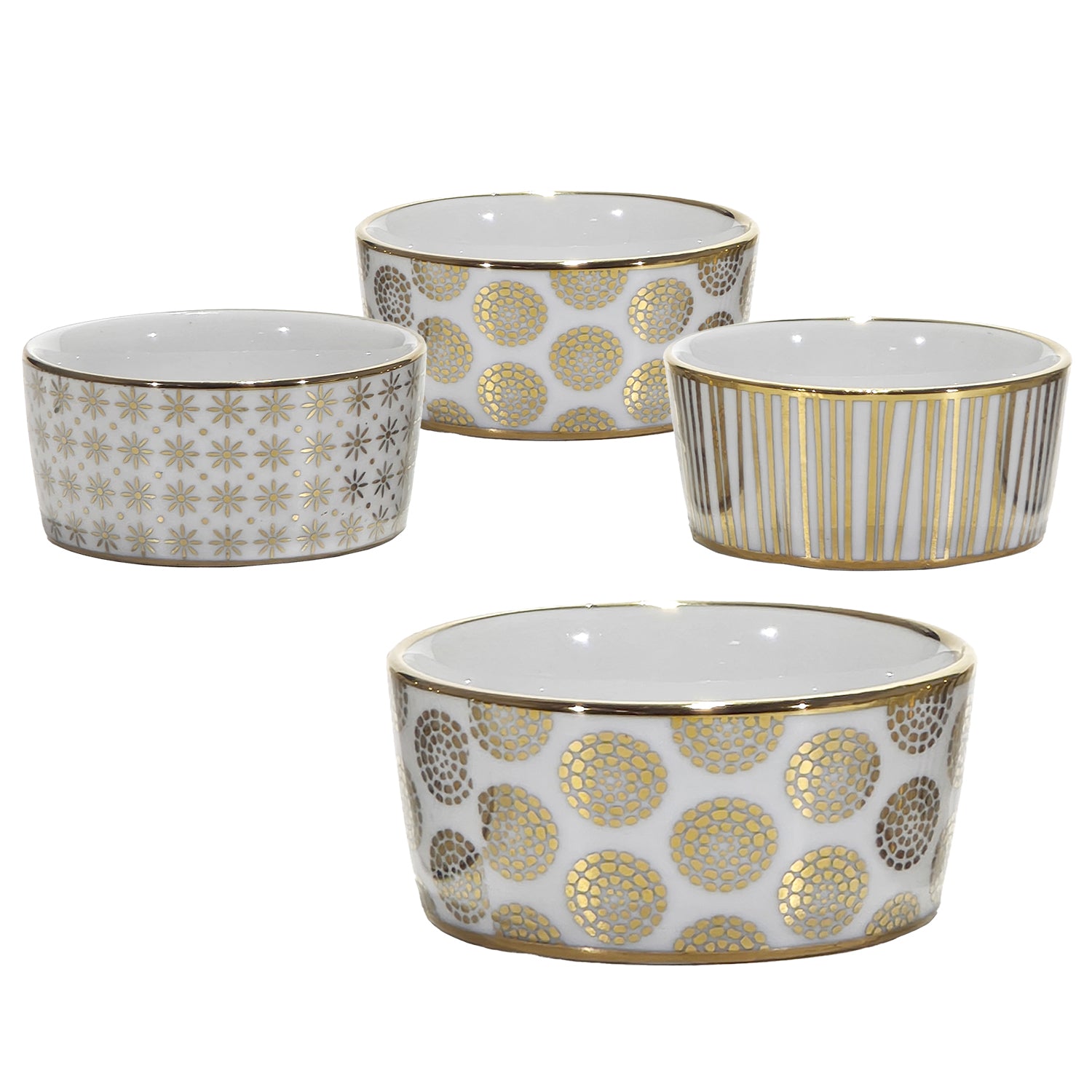 VESTIAMO CASA GRAN NATALE - Ciotole Natalizie in Porcellana Oro - Set 4 Pezzi
