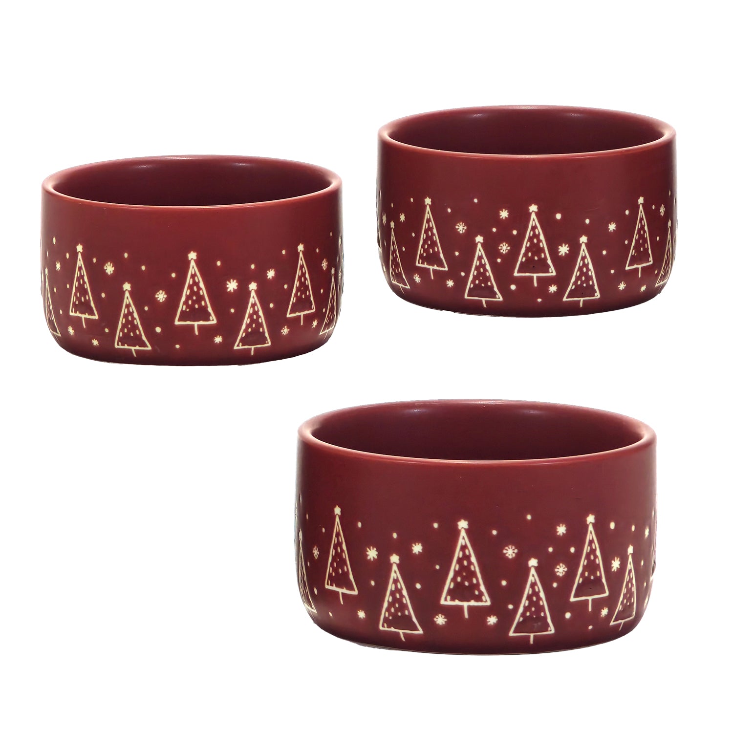 VESTIAMO CASA GRAN NATALE - Ciotole Natalizie in Stoneware Rosse - Set 3 Pezzi