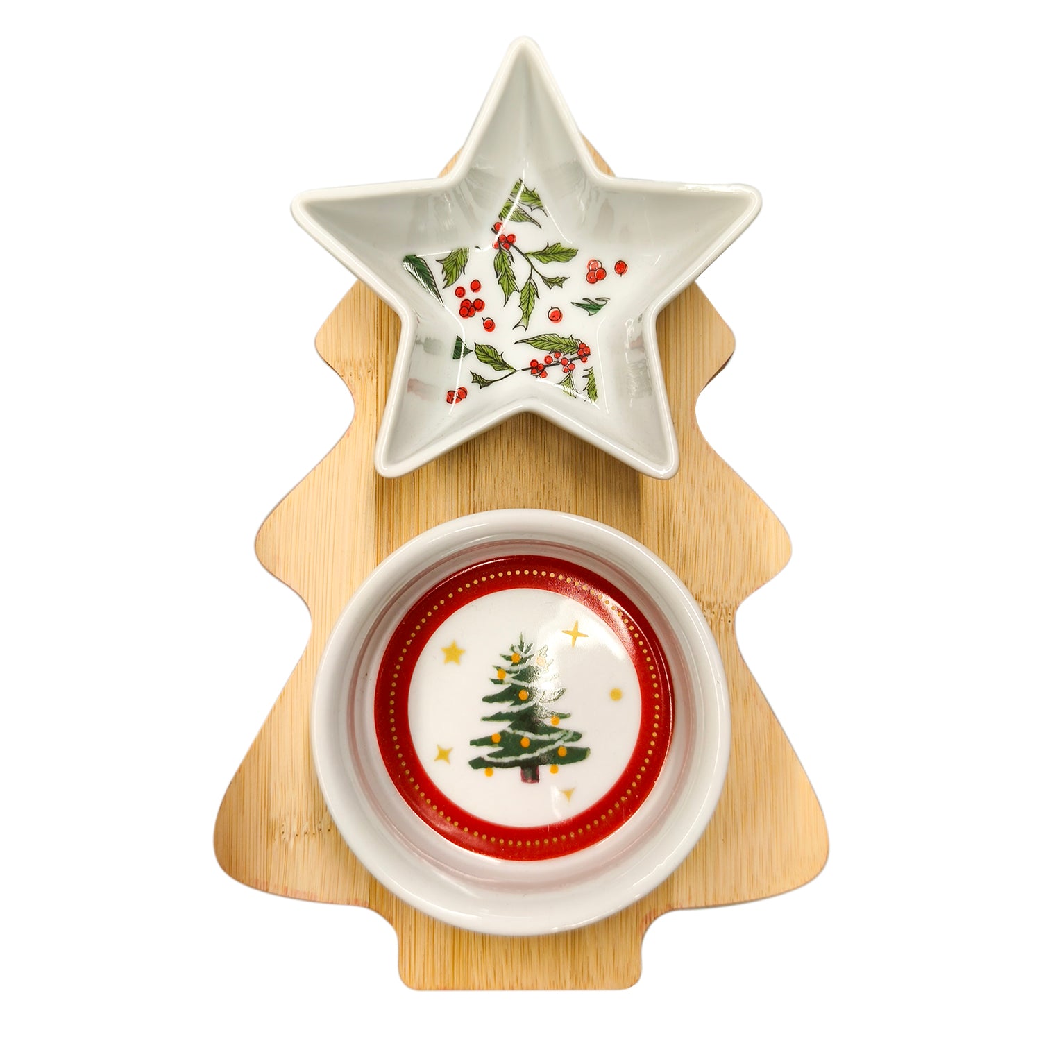 VESTIAMO CASA GRAN NATALE - Antipastiera Natalizia 2 Posti in Bamboo 21x14 cm