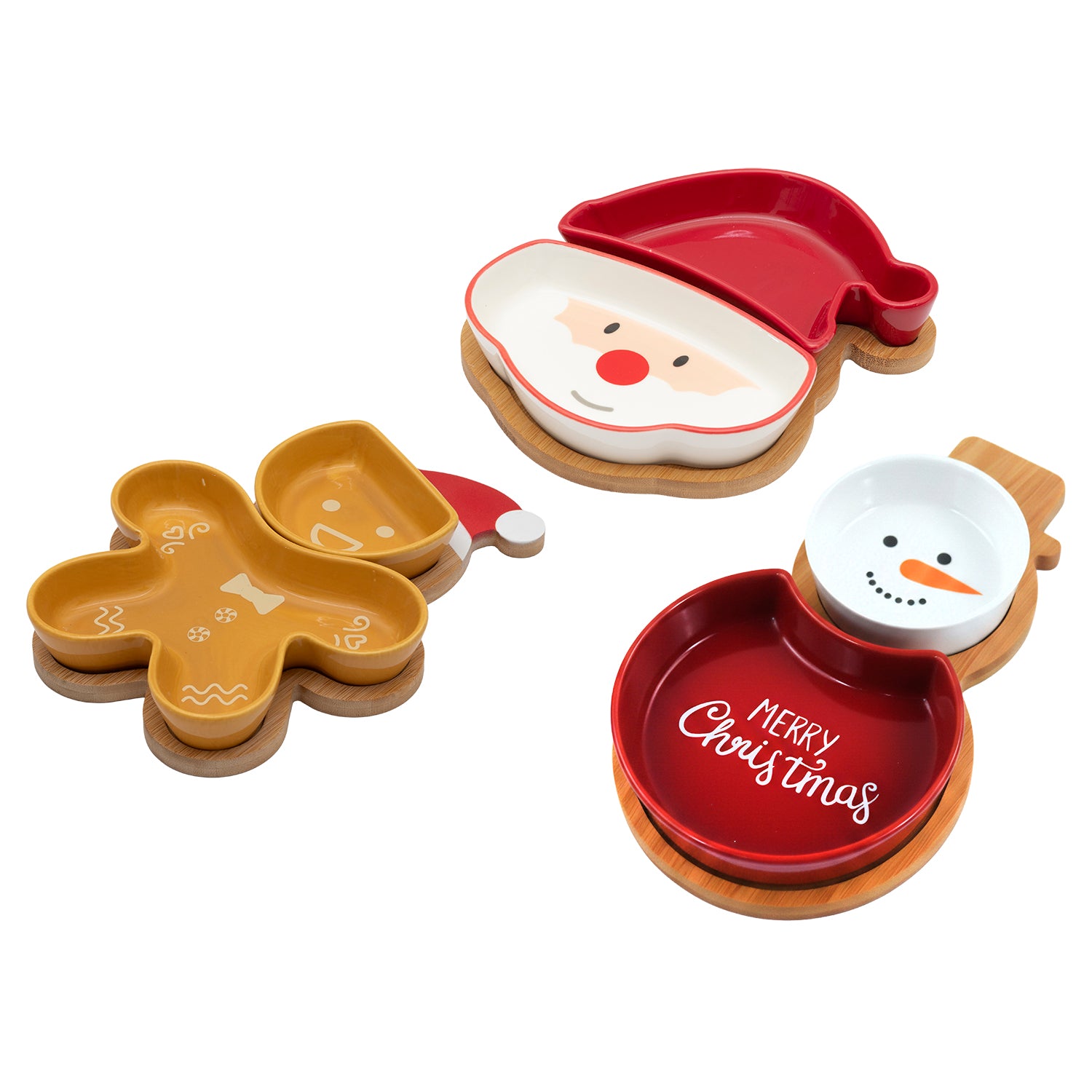 VESTIAMO CASA GRAN NATALE - Antipastiera Natalizia con 2 Ciotole e Base in Bamboo