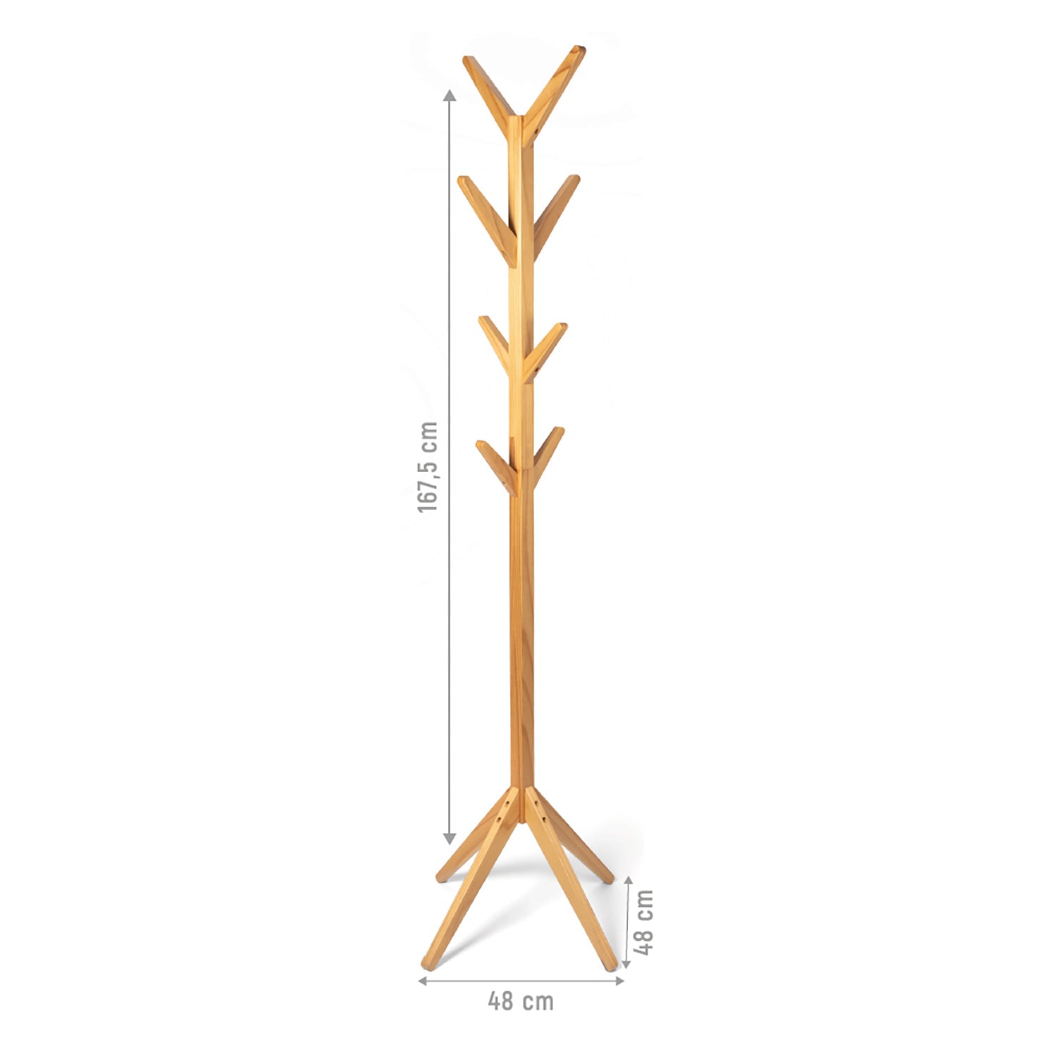VESTIAMO CASA - Appendiabiti da Terra in Legno di Pino 8 Posti Linea Woodpine h167,5 cm