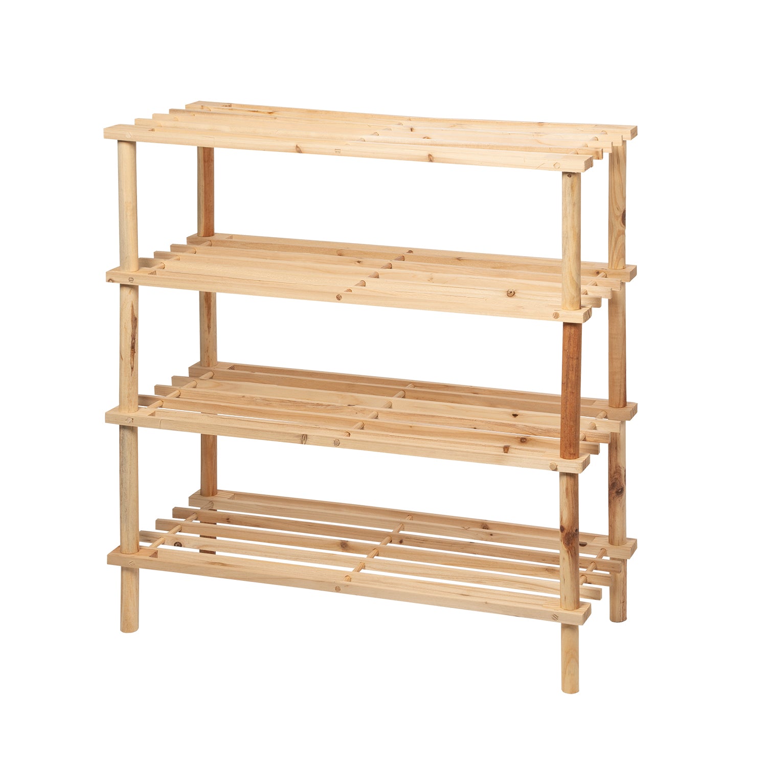 VESTIAMO CASA - Scarpiera Multiuso in Legno di Abete 4 Ripiani Linea Woodhandy - h67x63x26,5 cm