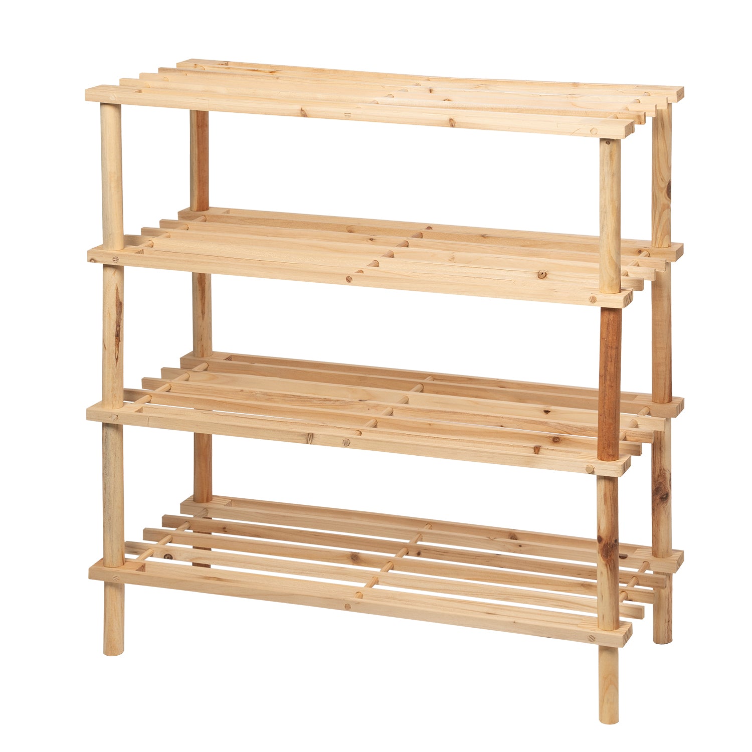 VESTIAMO CASA - Scarpiera in legno di abete 4 ripiani 12 posti Linea Woodhandy - h67x63x26,5 cm