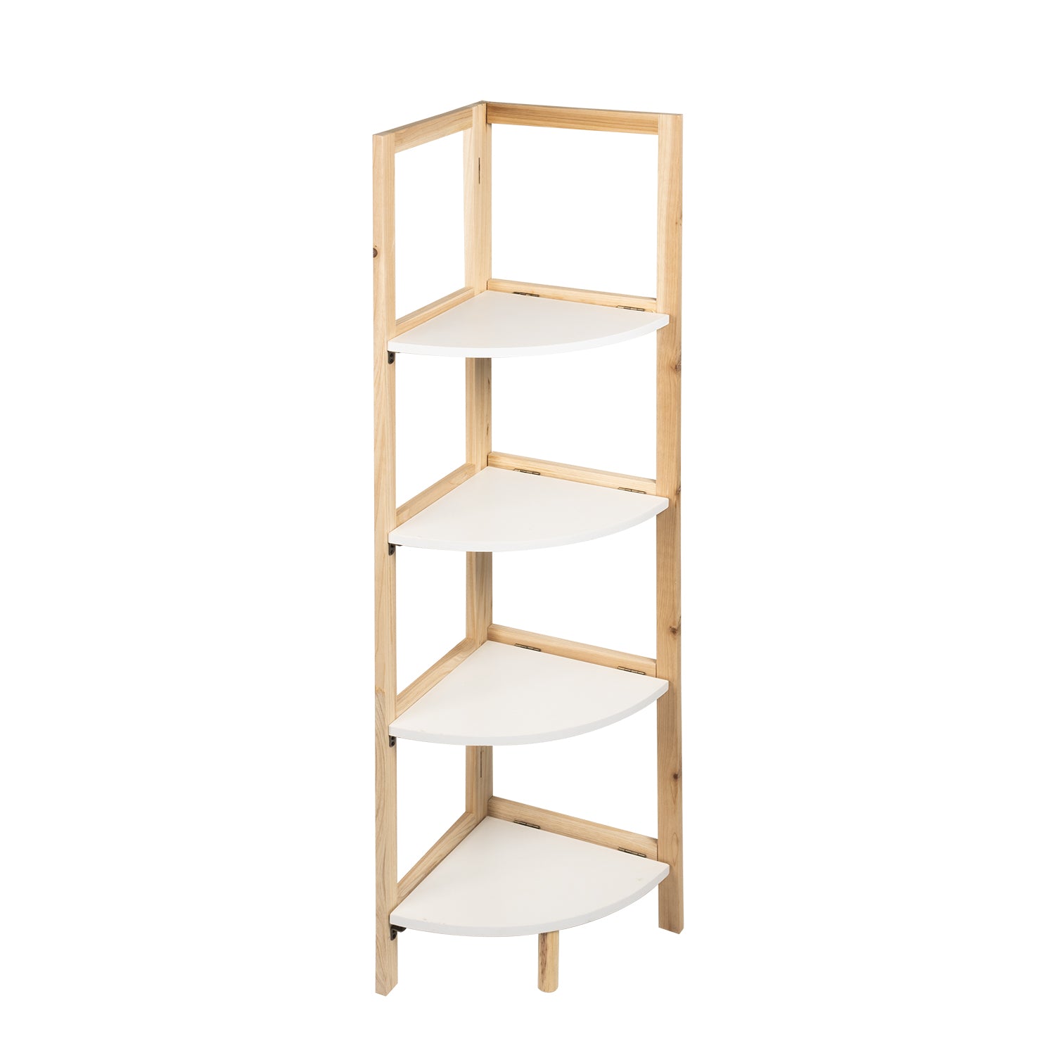 VESTIAMO CASA - Scaffale Angolare Multiuso in legno di Abete 4 ripiani Linea Woodhandy - h108,5x27x27 cm