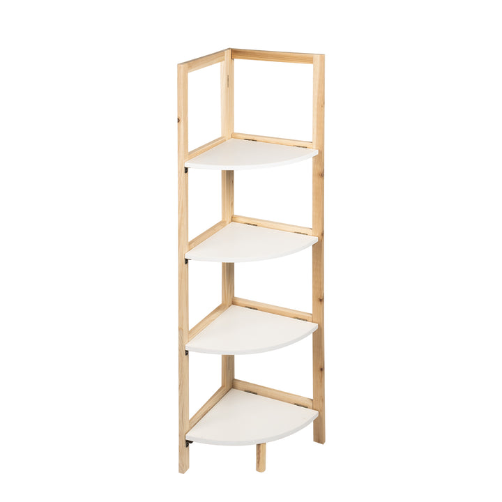 VESTIAMO CASA - Scaffale Angolare Multiuso in legno di Abete 4 ripiani Linea Woodhandy - h108,5x27x27 cm