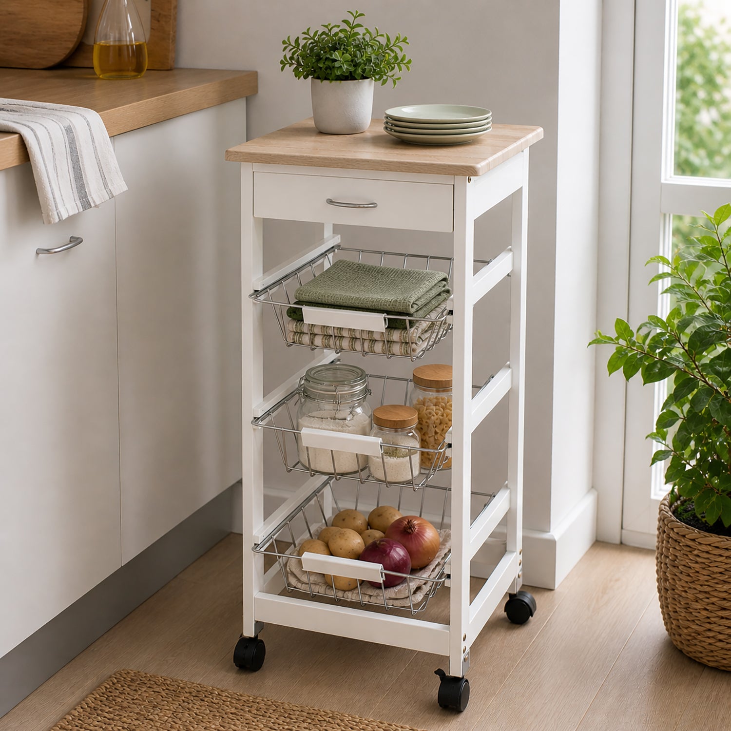 VESTIAMO CASA - Carrello Multiuso Lunch Bianco - h76x37x37 cm