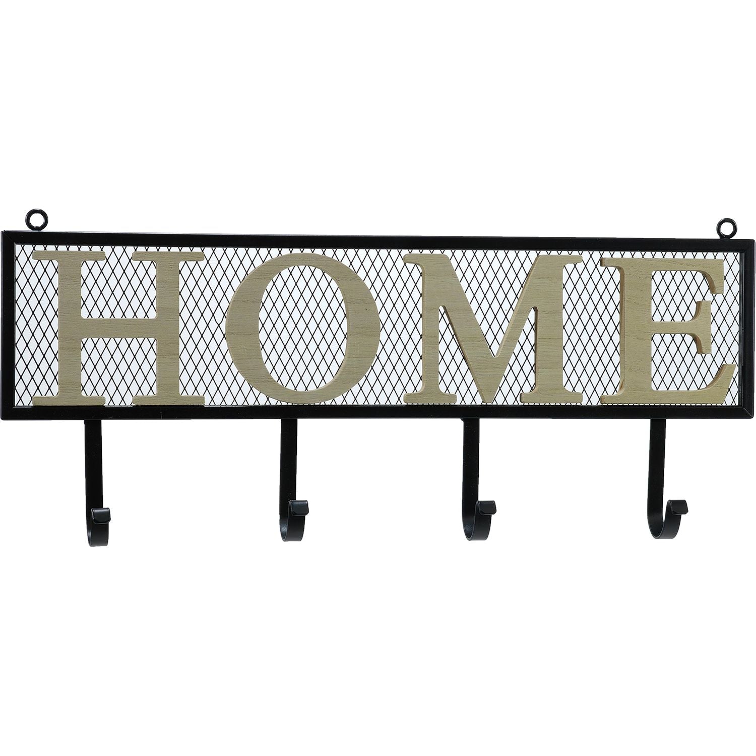 VESTIAMO CASA - Appendiabiti 4 posti in metallo Nero e Legno - h20x47,5x5,5 cm